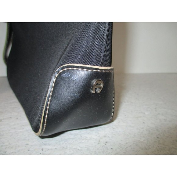 *RETRO Etienne Aigner Black Mini Microfiber Fabric Clutch Satchel Bag - Picture 3 of 5